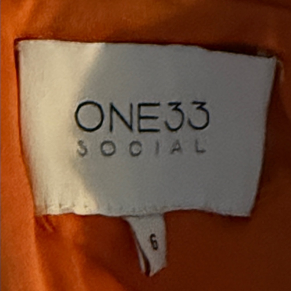 ONE33 SOCIAL Orange Long Sleeve Cocktail Mini Dress SZ 6 - Picture 9 of 10